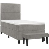 Box spring postelja z vzmetnico svetlo siva 100x200 cm žamet, (20900438) | Shoptok.si
