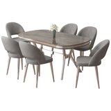 Hanah home trpezarijski set Jita, sto i 6 stolica, antracit ploča Irony, hromirane noge, siva tkanina Babyface | Eponuda.com