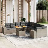 vidaXL 11-dijelni set vrtnih sofa od poliratana s jastucima sivi | shoptok.hr