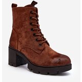 Kesi Women's lace-up boots with high heels - brown Lunielle | shoptok.hr