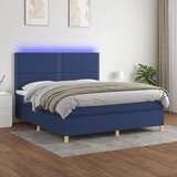  The Living Store Box spring postelja z vzmetnico LED modra 160x200 cm blago - Box Spring Postelja, (21439919) Cene