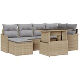 vidaXL 7-dijelni set vrtnih sofa s jastučićima bež poliratana, 2-sjedna vrtna sofa s jastučićima bež poliratana Cijene