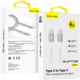 BLAVEC RAPTOR OPLETENI KABEL – TIP C DO TIP C – PD 60W 3A 25 cm – bijeli | shoptok.hr
