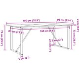  Blagovaonski stol O-oblika 180x90x75 cm od borovine i čelik | shoptok.hr