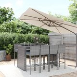 The Living Store Vrtna barska garnitura z blazinami 9-delna siv poli ratan - Vrtna Barska Garnitura, (21465665) | Shoptok.si