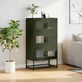 vidaXL Highboard Olive Green 68x39x123 cm Jeklo | Shoptok.si