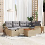 vidaXL 7-dijelni vrtni sofa set s jastučićima Bež Poli ratan | shoptok.hr