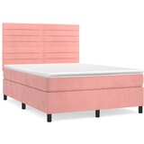 The Living Store Box spring postelja z vzmetnico roza 140x200 cm žamet - Box Spring Postelja, (21489166) | Shoptok.si