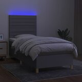 Krevet box spring s madracem LED svjetlosivi 90x190 cm tkanina | Eponuda.com