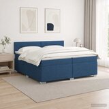  Krevet s box springom madracem i LED-om Plava 200 x 200 cm - Plava 200 x 200 cm Prošiveno gumbima Cijene