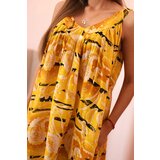 Kesi Włoski Women's dress with straps and a wide hem mustard | shoptok.hr