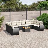 vidaXL 11-dijelni set vrtnih sofa od poliratana s jastucima crni | shoptok.hr