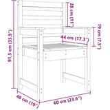  Vrtne stolice 2 kom bijele 60x48x91 cm masivna borovina | shoptok.hr