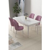 Hanah home Nil - White, Pink WhitePink Dining Table & Chairs Set (5 Pieces) | ePonuda.com