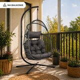  Viseća stolica jaje s jastucima Cocoon - siva | shoptok.hr
