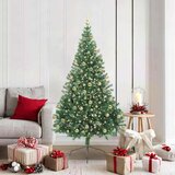 vidaXL Umjetno predsvijetljeno božićno drvce Zelena 180 cm PVC | shoptok.hr