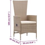 vidaXL Zunanji stoli 2 kosa z blazinami poli ratan bež | Shoptok.si