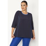 Şans Women's Plus Size Navy Blue Piping And Cup Detailed Tunic Cene