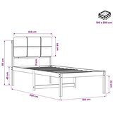  Krevetni okvir s tapiciranim uzglavljem Prirodna i tamnosiva - Prirodna i tamnosiva 100 x 200 cm | shoptok.hr
