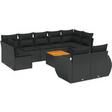  The Living Store Vrtna sedežna garnitura 10-delna z blazinami črn poli ratan - Vrtna Sedežna Garniture, (21453298) | Shoptok.si