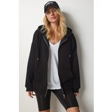 Women's Black Hoodie with Zipper Oversized Sweatshirt | Shoptok.si