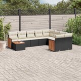  10-dijelni set vrtnih sofa s jastucima crni od poliratana | shoptok.hr