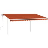 vidaXL Ročno zložljiva tenda s stebrički 4x3 m oranžna in rjava | Shoptok.si