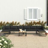 vidaXL Vrtna kotna sedežna garnitura 5-delna z blazinami aluminij WPC | Shoptok.si