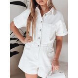 DStreet Kombinezon krótki jeansowy z paskiem DINOZIA biały | shoptok.hr