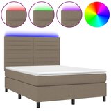  box spring s madracem LED smeđesivi 140x190 cm tkanina | shoptok.hr