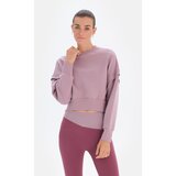 Dagi Women's Lilac Quilted Crop Sweatshirts Cene
