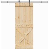 vidaXL Drsna vrata s kompletom vodil 90x210 cm trdna borovina | Shoptok.si
