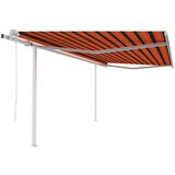 vidaXL Avtomatsko zložljiva tenda s stebrički 4,5x3,5 m oranžna/rjava Cene