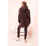 Polski Women's cotton set hoodie and high-waisted leggings brown | shoptok.hr