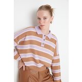 Trendyol Camel Striped Polo Neck Knitted Sweater | Eponuda.ba