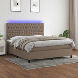  box spring s madracem LED smeđesivi 180x200 cm tkanina | shoptok.hr