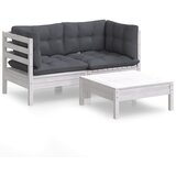 The Living Store Vrtna sedežna garnitura 3-delna z antracit blazinami borovina - Vrtna Sedežnaa Garnitura, (21459794) | Shoptok.si