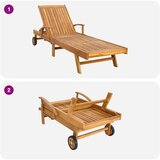  Ležaljka 1-osoba Smeđa i krem Čvrsto teak drvo | shoptok.hr