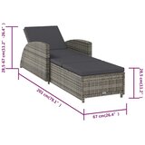  Ležaljka za sunčanje od poliratana s tamnosivim jastukom siva | shoptok.hr