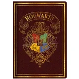 HARRY POTTER A5 CASEBOUND NOTEBOOK - RED - COLOURFUL CREST