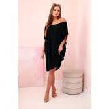 Kesi Włoski Women's viscose dress with tied sleeves black | Shoptok.si