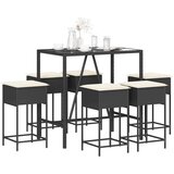 vidaXL 7-dijelni vrtni barski set od poliratana s jastucima crni | shoptok.hr
