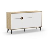 Marckeric Bijela/u prirodnoj boji niska komoda u dekoru hrasta 140x79 cm Nola – | shoptok.hr