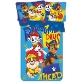 Plava pamučna dječja posteljina za dječji krevetić 100x135 cm Paw Patrol "Pawsome days ahead" –