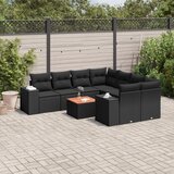  9-dijelni set vrtnih sofa s jastucima crni od poliratana | shoptok.hr