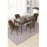 Hanah home trpezarijski set Nef, sto na razvlačenje i 4 stolice, ploča u dekoru drveta Baroque, braon tkanina Jerry | Eponuda.com