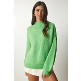 Happiness İstanbul Women's Light Green Stand-Up Collar Basic Knitwear Sweater Cene