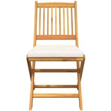  Zložljive vrtne stole s belimi blazinami 4kos Solid Acacia Wood | Shoptok.si