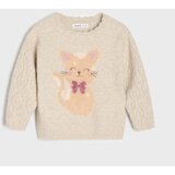 Sinsay Pleteni džemper s motivom mačke i ažurnim rukavima | shoptok.hr