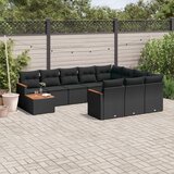 vidaXL 11-dijelni set vrtnih sofa od poliratana s jastucima crni | shoptok.hr